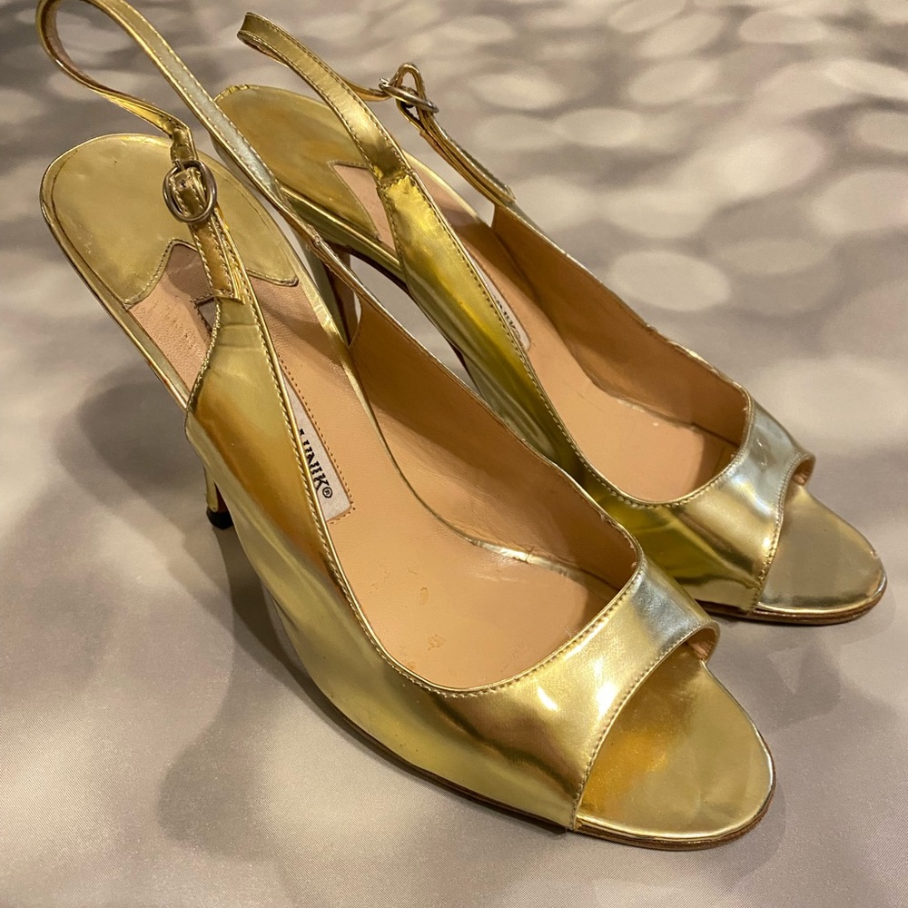 Metallic Gold Manolo Blahnik Heels